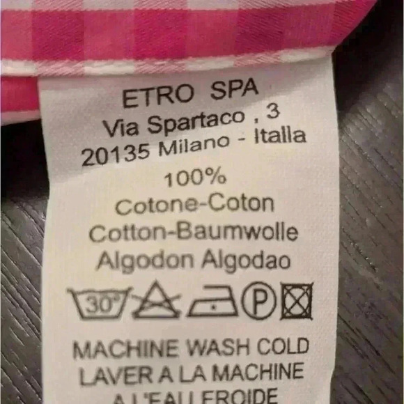 Etro  Red Button Down Long Sleeve Check Dress Shirt - size 41 BNWOT - Picture 4 of 5